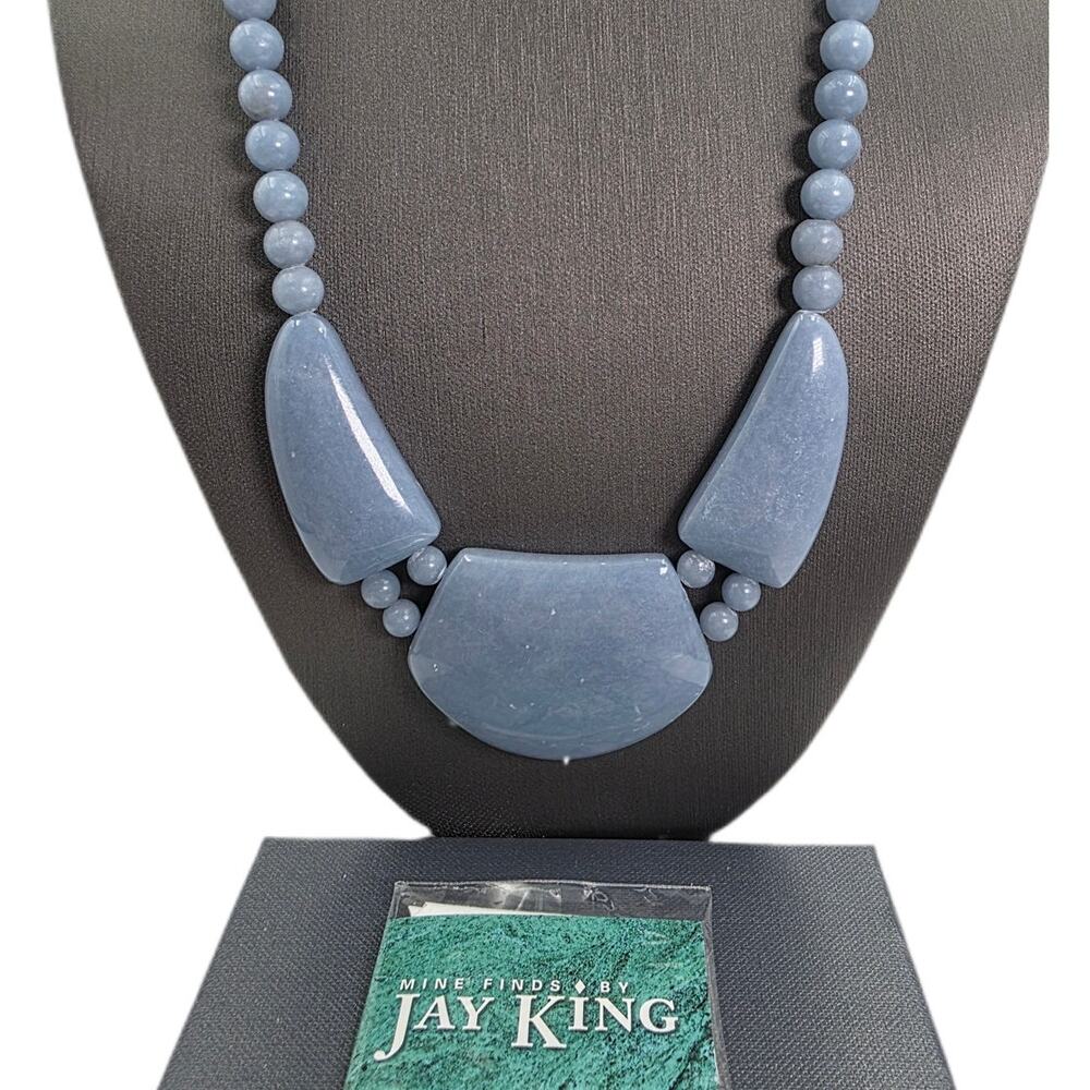 Jay King Cashmere Blue Anhydrite 3-station Sterling Silver 18" Necklace - NIB